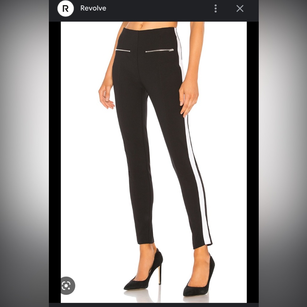 Rag & Bone high waist black annie pants with white stripe zipper front pockets